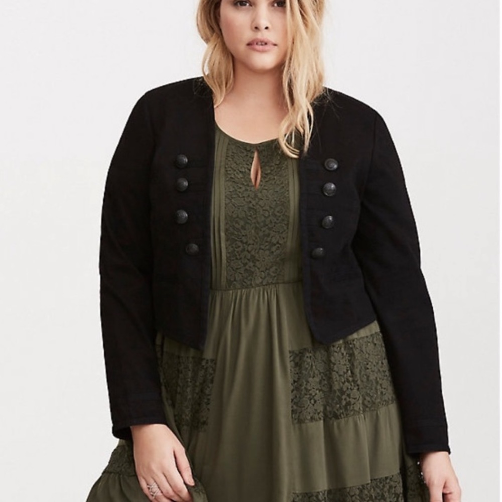 Torrid Crop Military Style Black Jacket